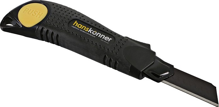 Нож строительный Hanskonner HK1076-08-02 (18 мм обрезиненный корпус лезвие SK2 0.7 мм)