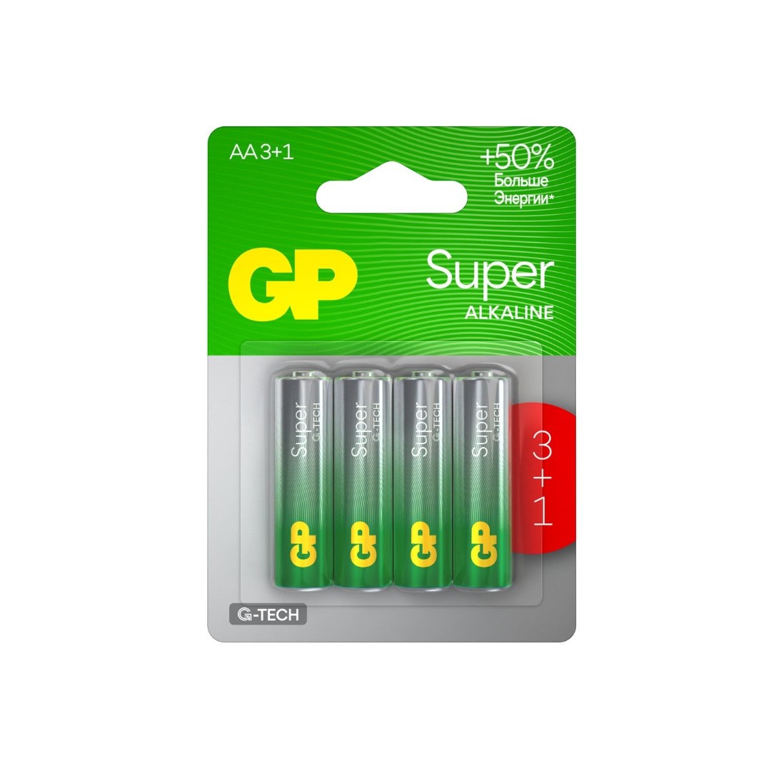 Элемент питания GP LR6 Super Alkaline G-TECH 15AA213/1-2CRSBC4 (3+1 бл)