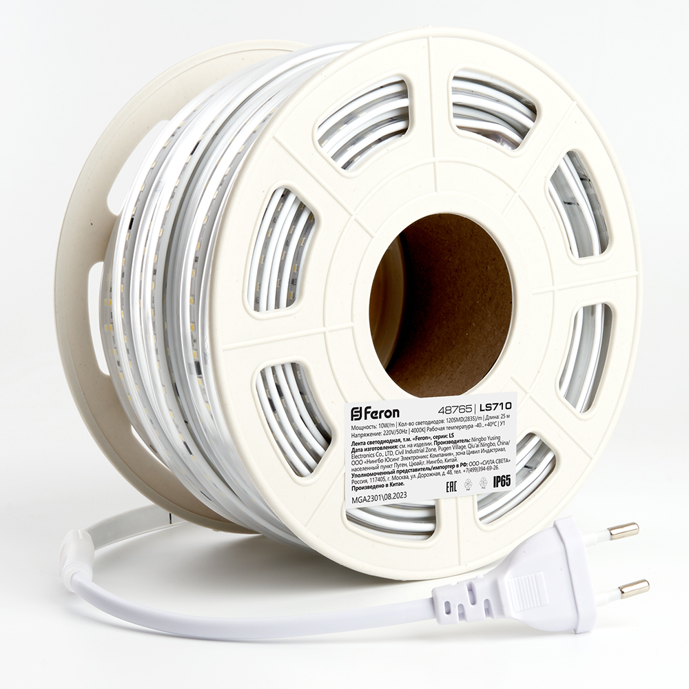 Лента светодиодная Feron 2835 120 SMD/м 10 Вт/м 220V IP65 4000К бухта 25 м (48765)