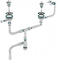 Сифон для двойной разноуровневой мойки Aquant D0129-12-MR (3 1/2