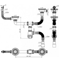Сифон для двойной разноуровневой мойки Aquant D0129-12-MR (3 1/2