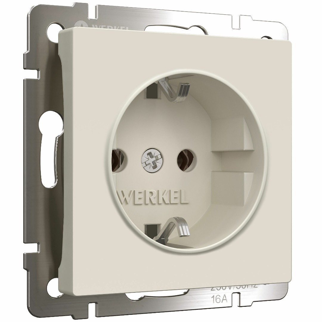 Розетка с заземлением Werkel W1171062 (айвори матовый)