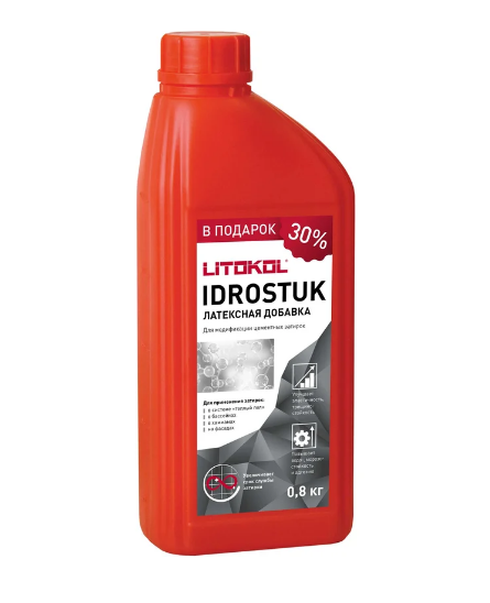 Добавка в затирку Литокол IDROSTUK латексная 0.8 кг белая L0112020008