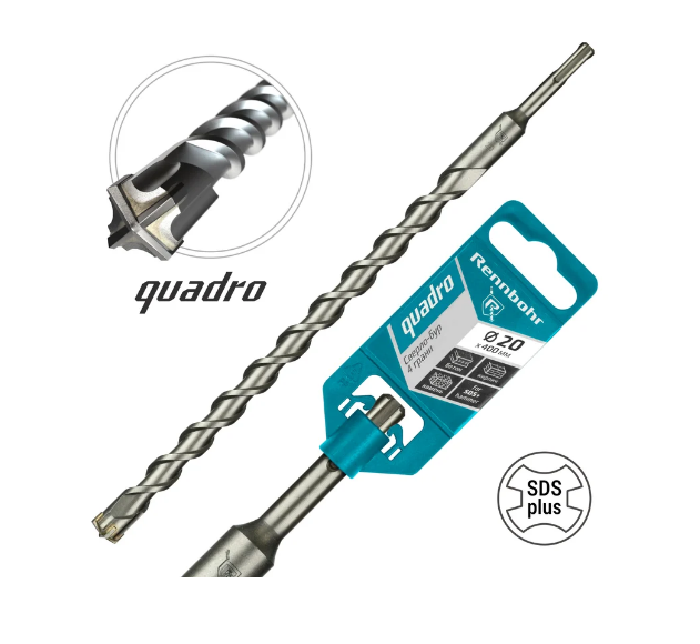 Бур SDS+ Quadro 4 грани 20x400 мм 512040 НФ-00000481