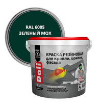 Краска резиновая для кровли цоколя фасада DALI зеленый мох (RAL 6005) Рогнеда 6 кг (65143)
