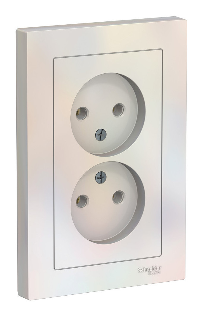 Розетка двухместная в сборе Systeme Electric AtlasDesign ATN000420 (без заземления 16А жемчуг)