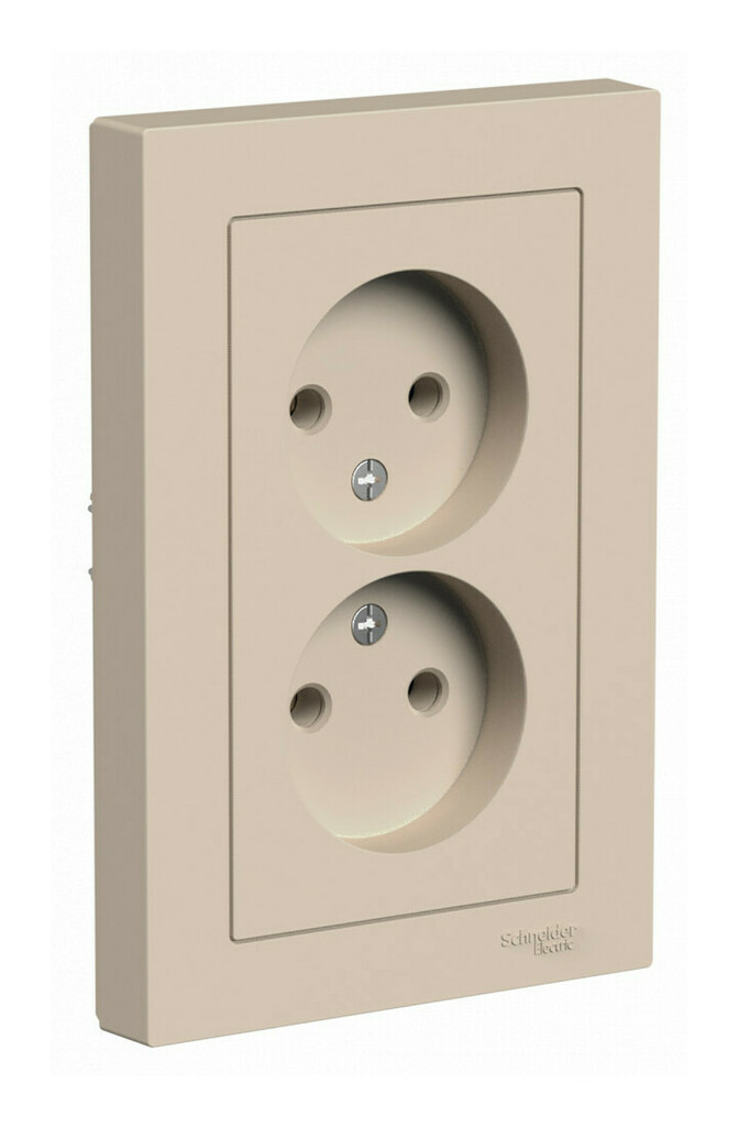 Розетка двухместная в сборе Systeme Electric AtlasDesign ATN001220 (без заземления песочный)
