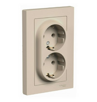 Розетка двухместная в сборе Systeme Electric AtlasDesign ATN001224 (с заземлением песочный)