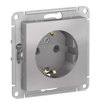 Розетка одноместная Systeme Electric AtlasDesign ATN000343 (с заземлением 16А алюминий)