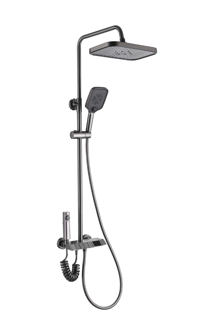 Душевая стойка Eva Gold Amazonia FS11GR-PVD 150 см (со смесителем и гиг душем латунь оружейная сталь)