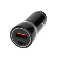 Автомобильное зарядное устройство в прикуриватель USB-A (QC 3.0) + USB-C (PD) 38Вт (черное)