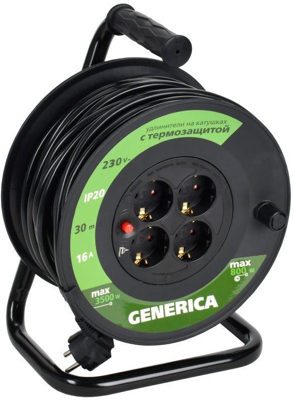 Удлинитель на катушке IEK Generica УК30 WKP20-16-04-30-G (4 гнезда с з/к 30 м 16А ПВС 3х1.5)