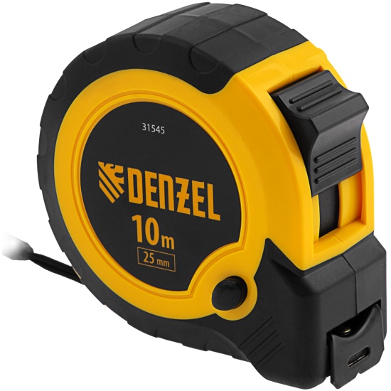 Рулетка Denzel 10 м х 25 мм 31545 (двухкомпонентный корпус кнопка-пауза)