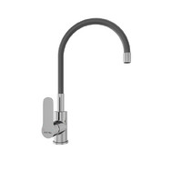 Смеситель для кухни AVRORA Kitchen AV9002B (с высоким гибким изливом черный/хром)