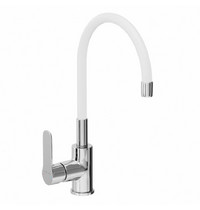 Смеситель для кухни AVRORA Kitchen AV9002W (с высоким гибким изливом белый)