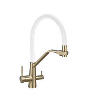 Смеситель для кухни AVRORA Kitchen AV9006Gold (с высоким гибким изливом с подключением к фильтру золото)