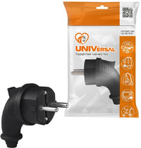 Вилка электрическая угловая однофазная каучук UNIVersal 1241 (474900)