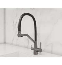 Смеситель для кухни с подключением фильтра Avrora Kitchen AV9006GM (с гибким изливом цвет оружейная сталь)
