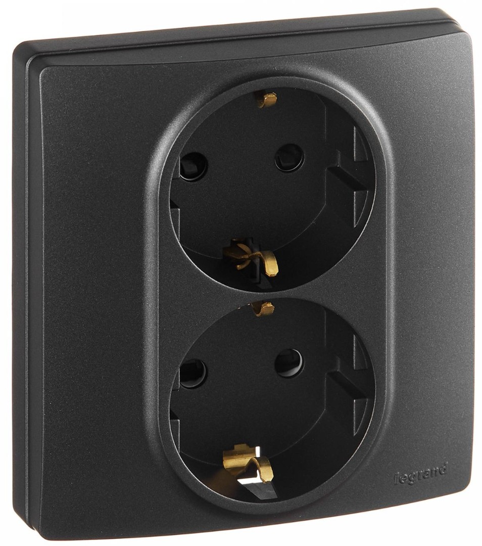 Розетка штепсельная Legrand Etika 672623 2 х 2К + 3
