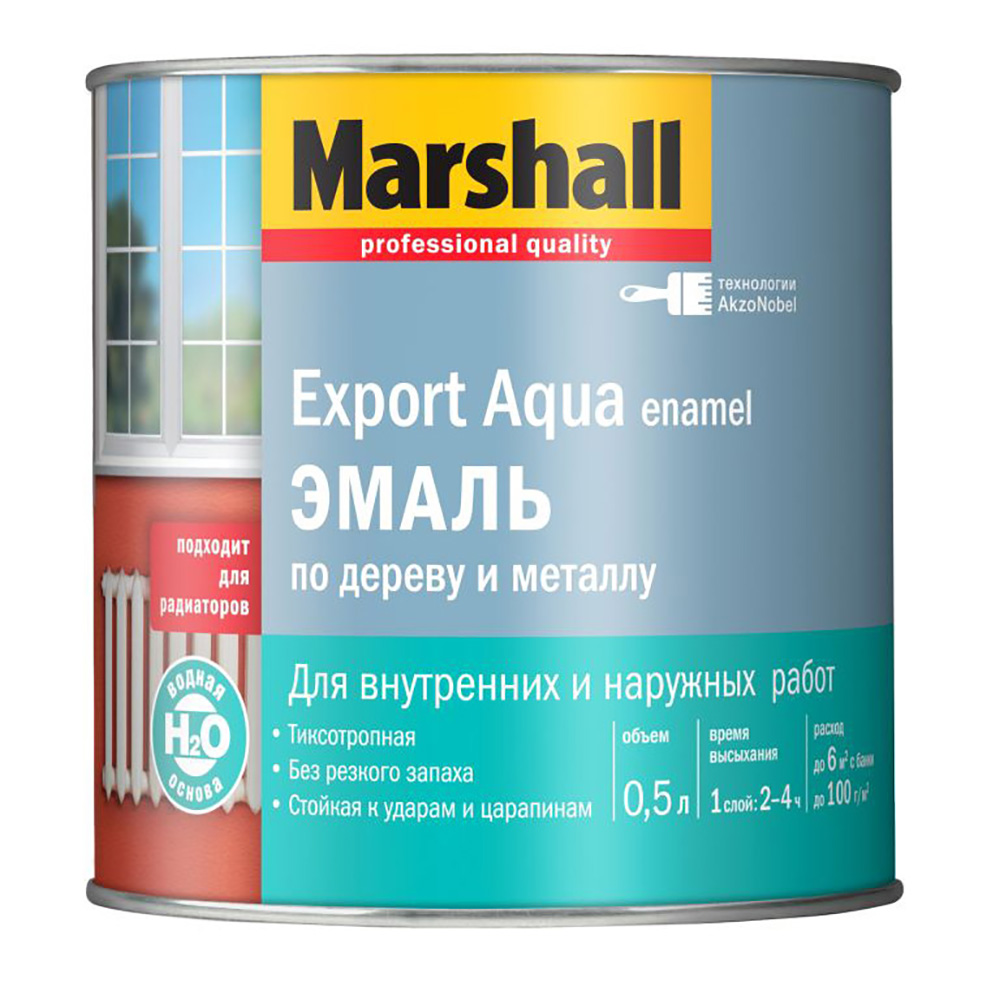 Эмаль по дереву и металлу Marshall Export Aqua Enamel 0,5л (глянцевая, белая)