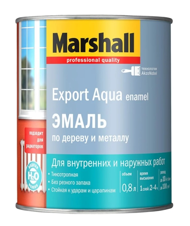 Эмаль по дереву и металлу Marshall Export Aqua Enamel 0,8л (глянцевая, белая)
