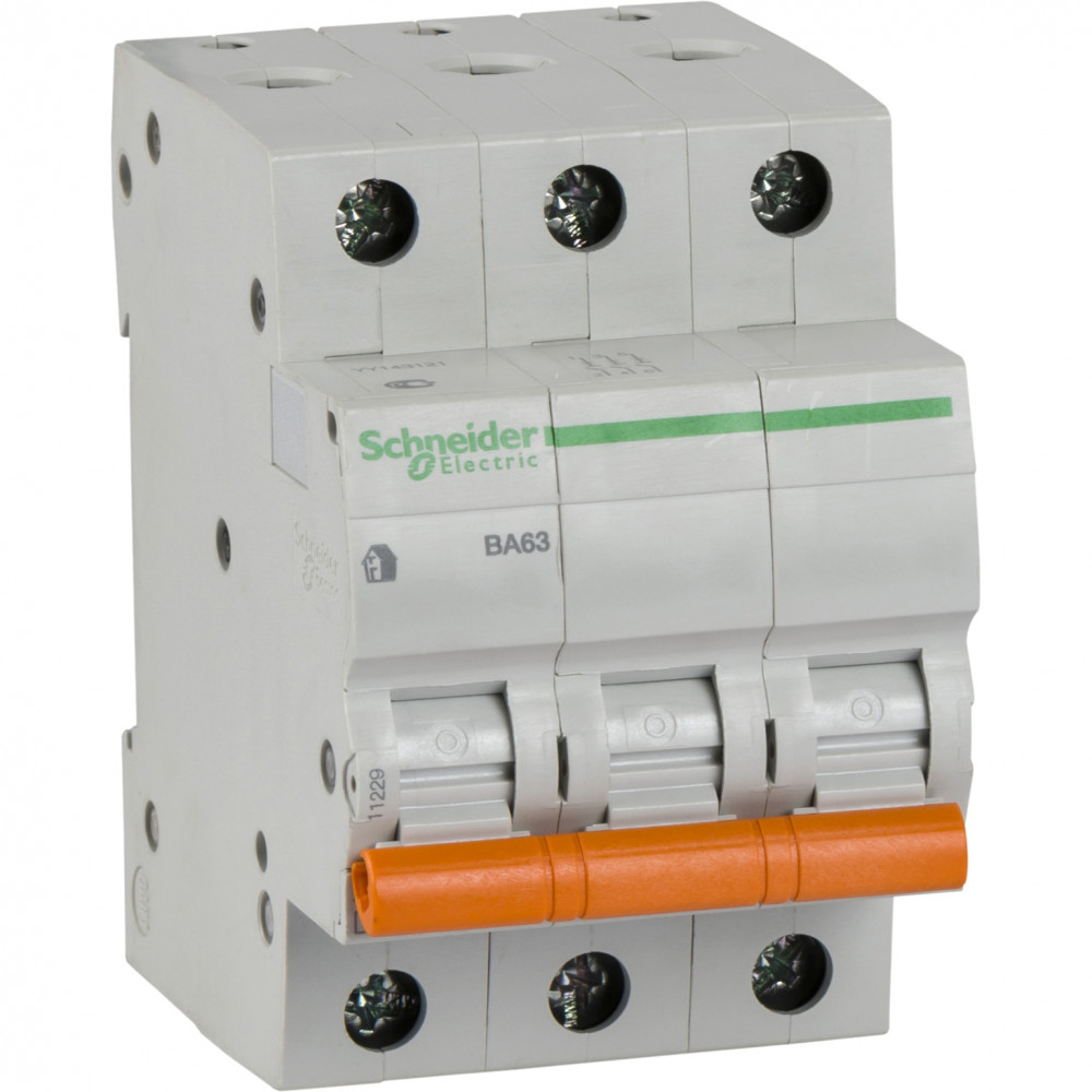 Выключатель автоматический модульный Schneider Electric Домовой ВА63 3п С 63A 4.5кА