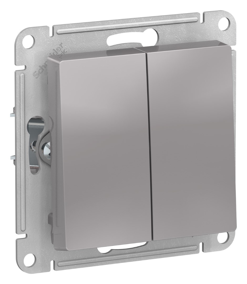 Выключатель Schneider Electric AtlasDesign 10А (2-клавишный, сталь)
