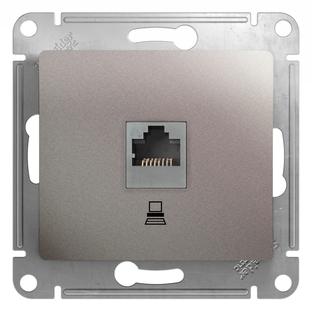 Розетка для интернета Schneider Electric AtlasDesign RJ45 5Е (1-местная, сталь)