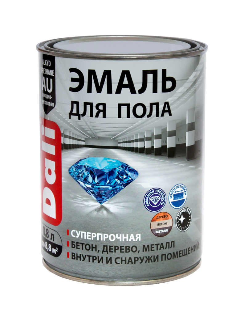 Эмаль для пола Dali 0,8л (база А, глянцевая, белая)