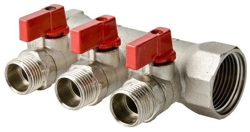 Коллектор с отсекающими кранами Valtec VTc.580.N.0603 1 дюйм (3 выхода х 1/2 дюйма)