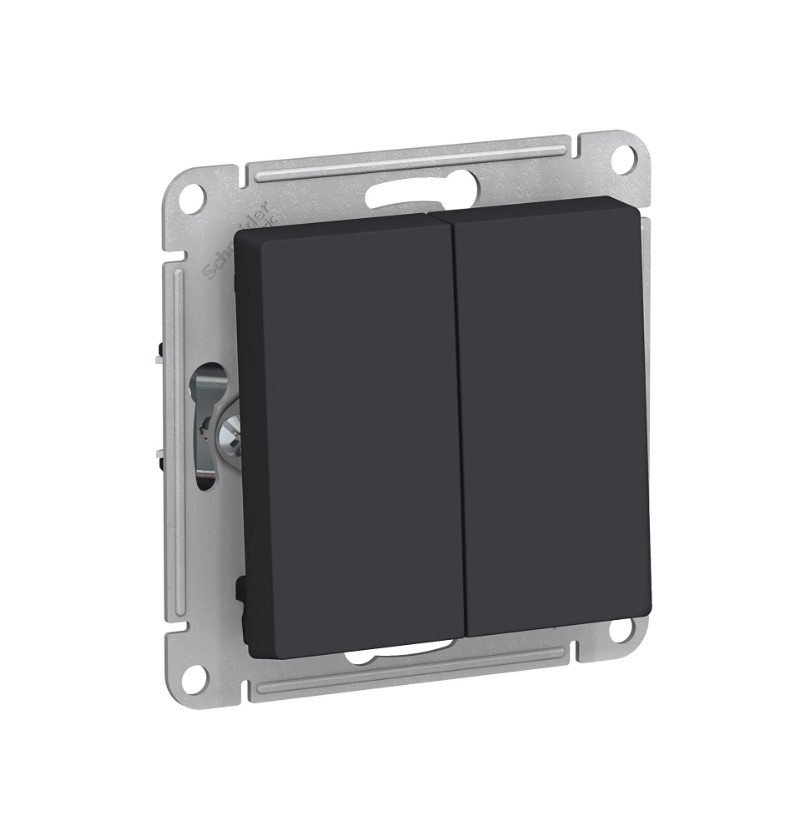 Переключатель Schneider Electric AtlasDesign 10А (2-х клавишный, скрытой установки, карбон)