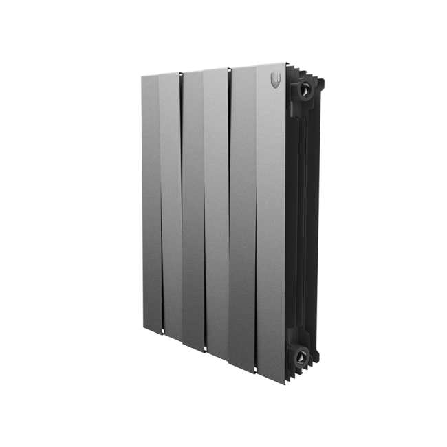 Радиатор биметаллический Royal Thermo PianoForte 500 480 мм 6 секций (секционный, подключение универсальное боковое, цвет Silver Satin)