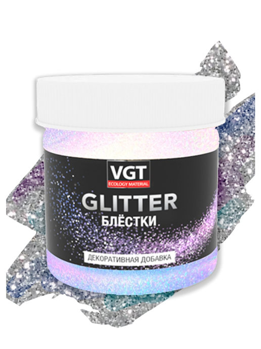 Блестки декоративные VGT Рet Glitter 0,05кг (серебро)