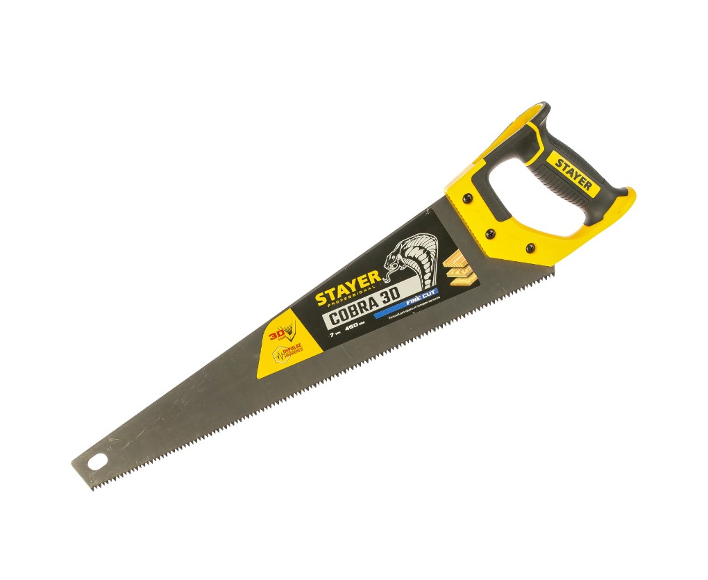 Ножовка по дереву Stayer Cobra 3D 1512-45_z01 450мм (7 TPI, 3D зуб, для универсального точного реза)