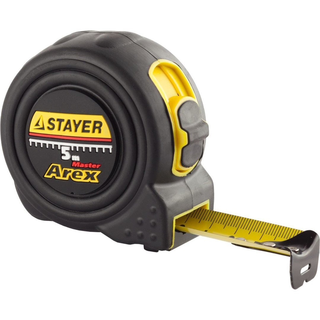 Рулетка Stayer BlackMax 3410-05_z02 25мм х 5м (ударостойкий обрезиненный корпус и 2 фиксатора)