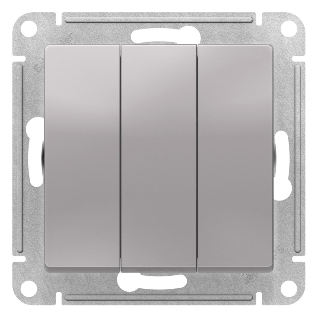 Выключатель Schneider Electric AtlasDesign ATN000931 10А (3-клавишный, схема 1+1+1,сталь)