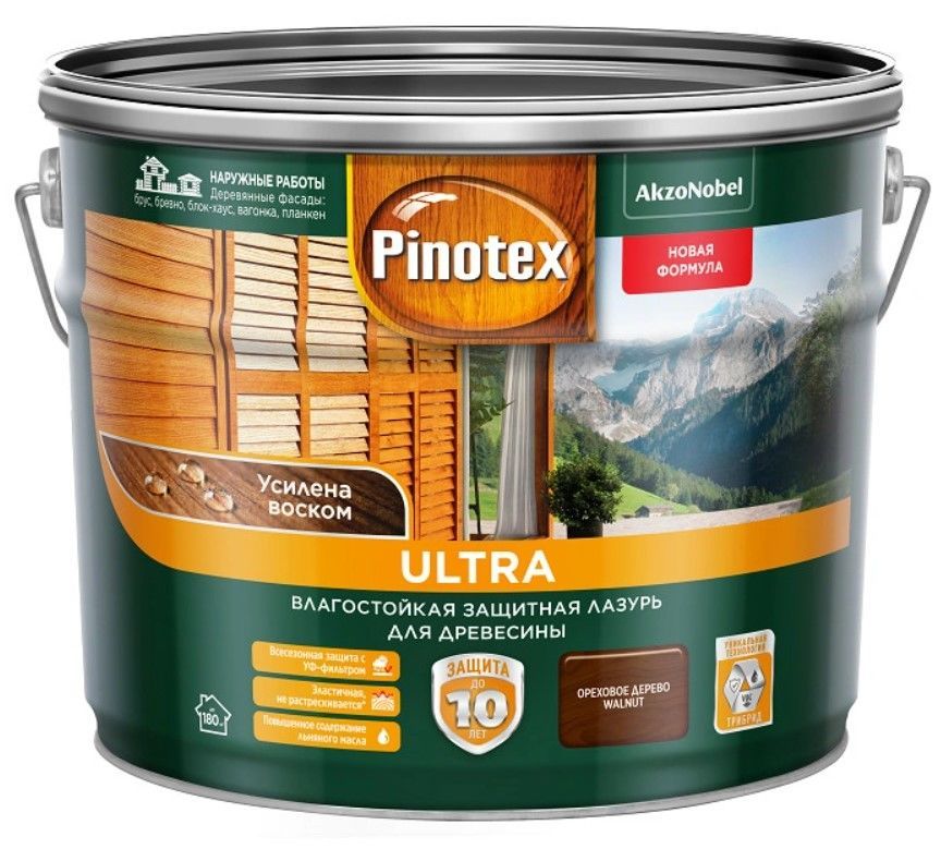 Пропитка защитная для древесины Pinotex Ultra 5353803 2,7л (влагостойкая, орех)