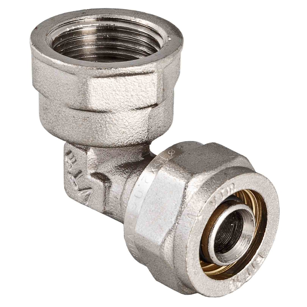 Угольник обжимной Valtec VTm.352.N.001605 16мм х 3/4 дюйма (с переходом на внутреннюю резьбу)