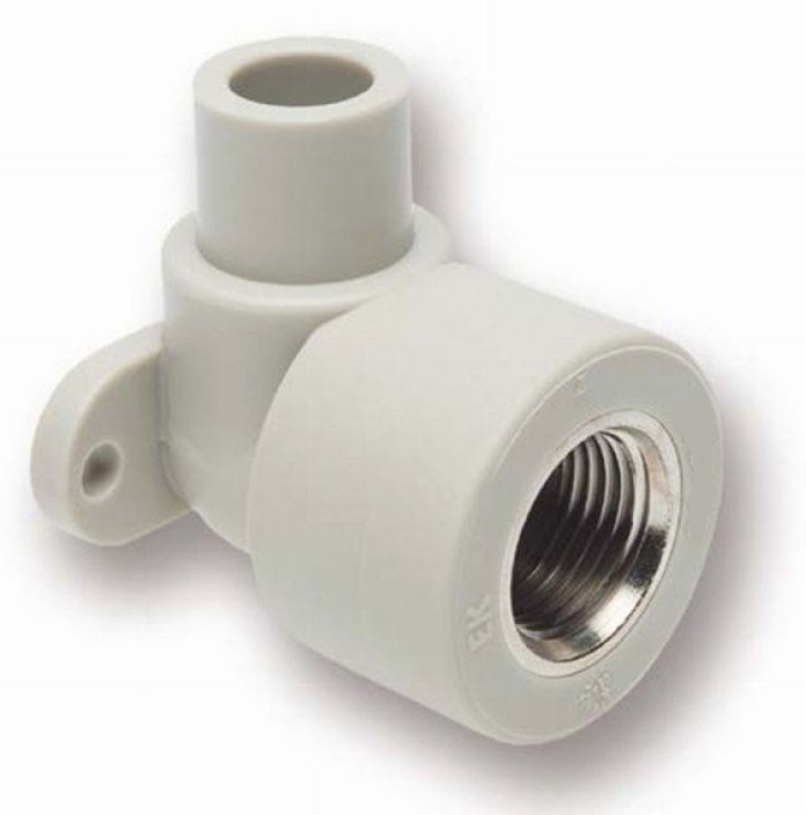Угольник комбинированный Wavin Ekoplastik SNK025XXXX 25мм х 3/4 дюйма 90° (с внутренней металлической резьбой и креплением, PPR)