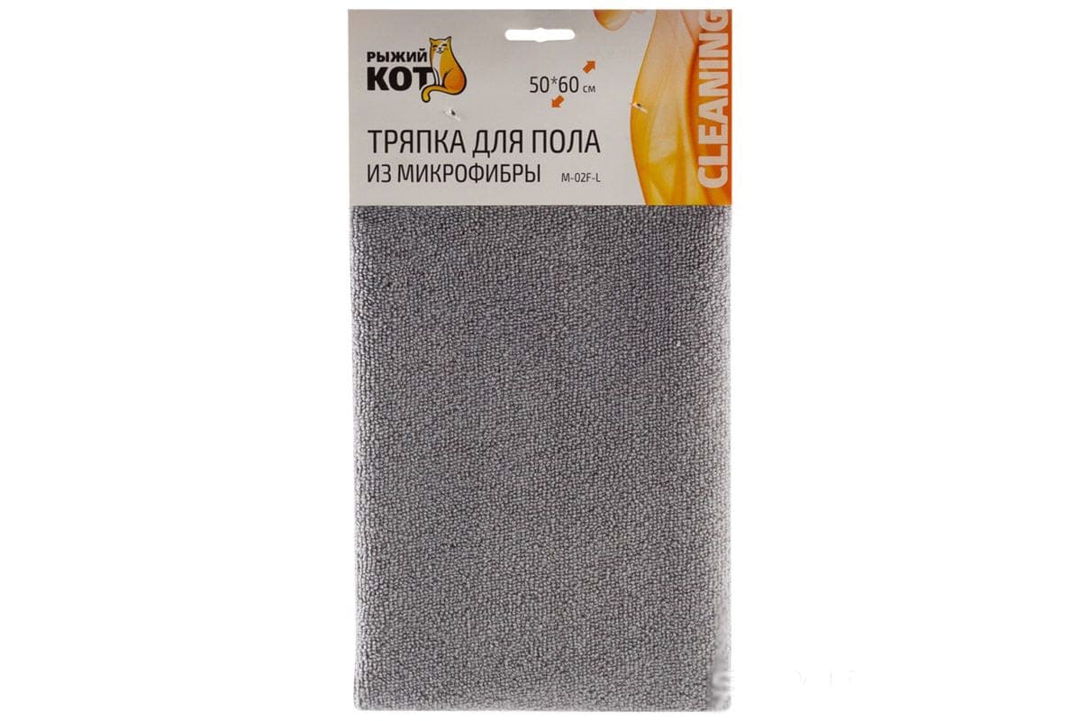 Тряпка для пола Рыжий кот M-02F-L 310299 50х60см (микрофибра, серая)