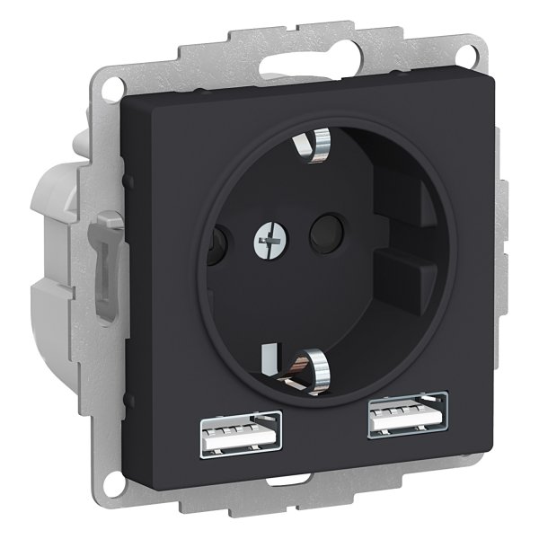 Розетка штепсельная Schneider Electric AtlasDesig 1340085 16А IP20 1 х 5B/2.4A 2 х 5B/1.2А (2 USB A+A)