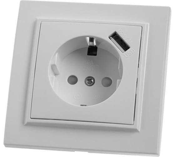 Розетка штепсельная Stekker ЭРНА 39051 220В 16А (с USB)