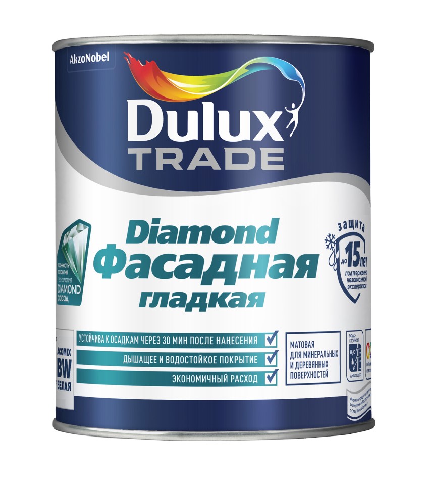 Краска фасадная Dulux Professional Diamond 1л (матовая, база BW)