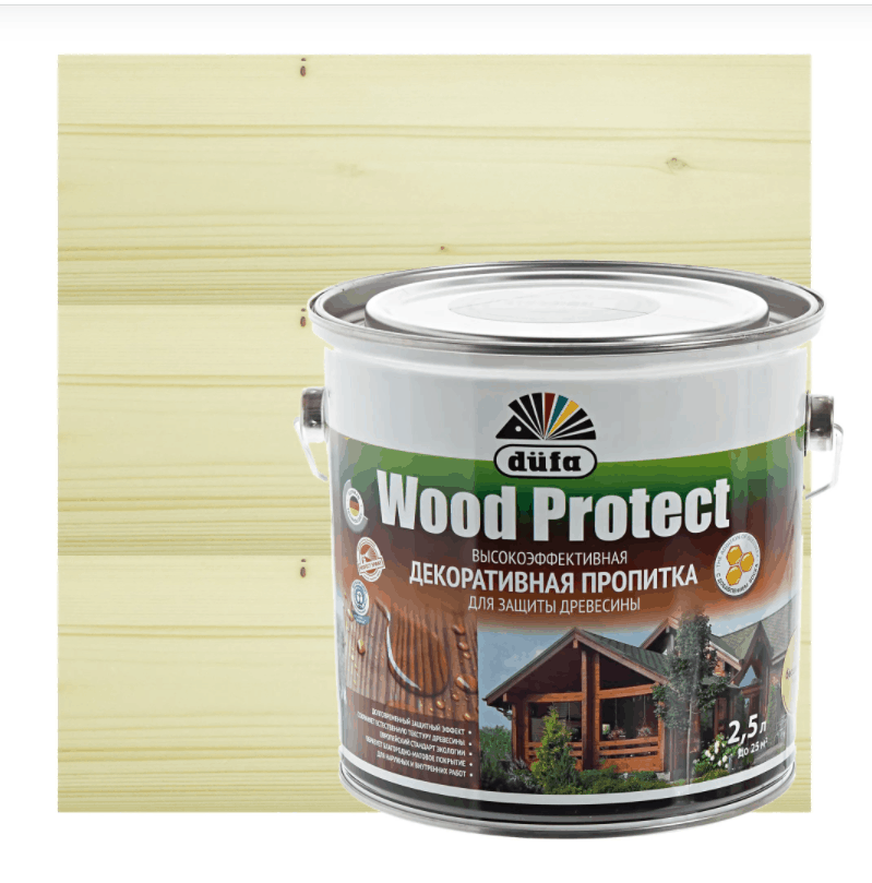 Пропитка декоративная для защиты древисины Dufa Wood Protect 2,5л (бесцветный)
