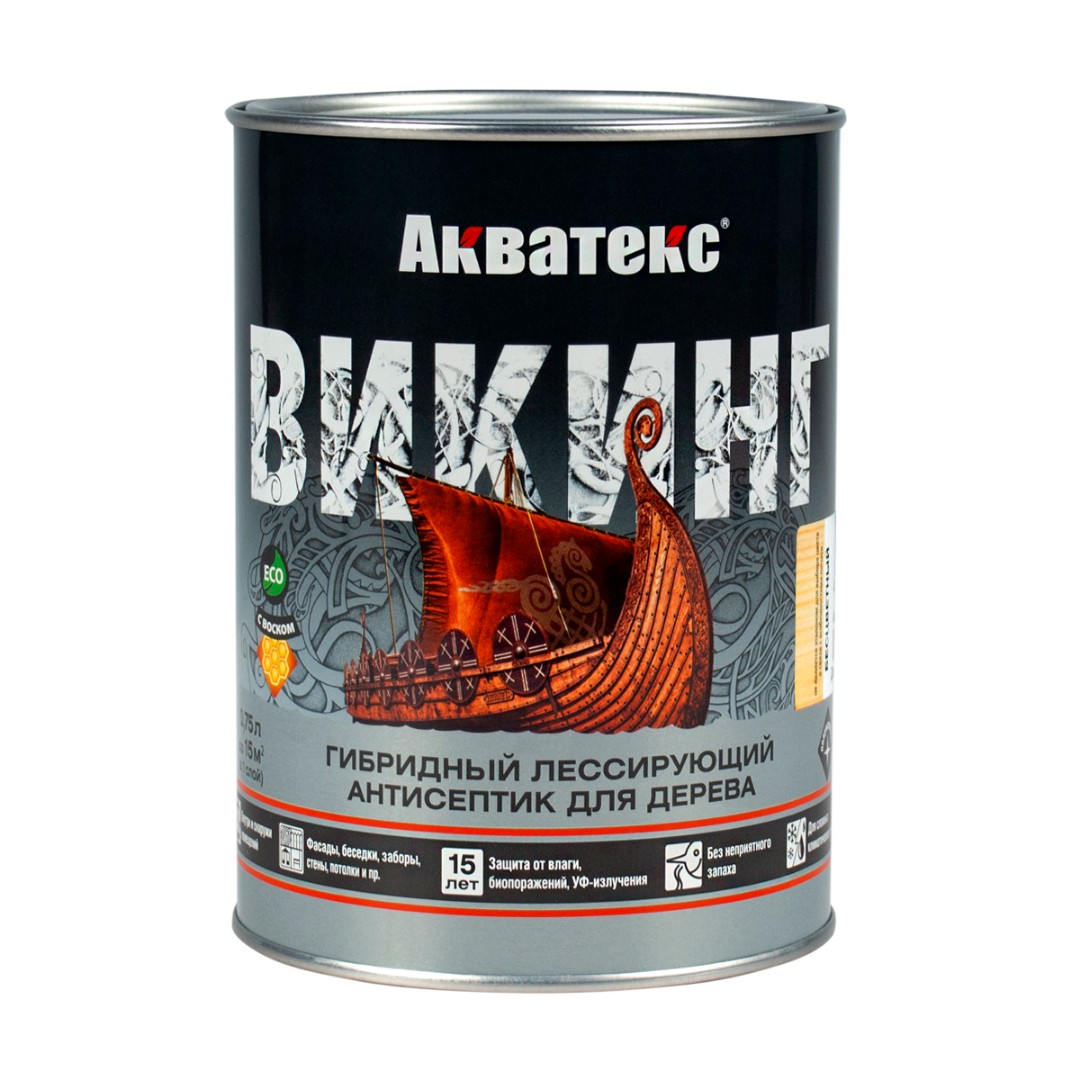 Антисептик лессирующий для дерева Акватекс Викинг 80251 0,75л (полуматовый, бесцветный)