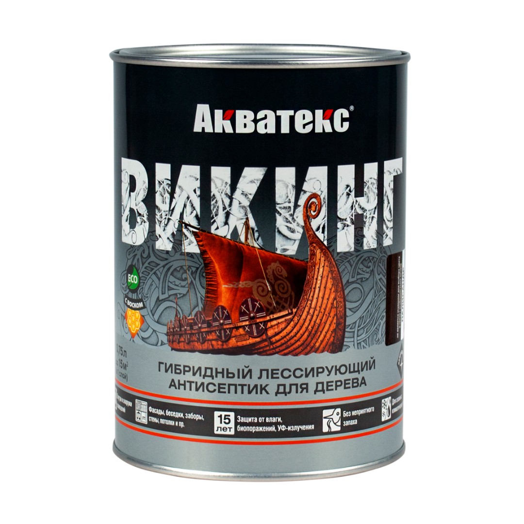 Антисептик лессирующий для дерева Акватекс Викинг 80255 0,75л (полуматовый, палисандр)