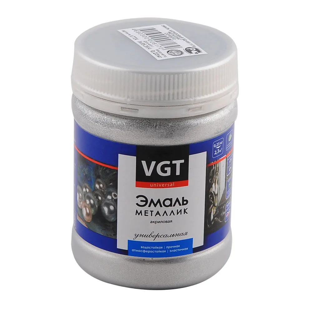 Эмаль декоративная VGT ВД-АК-1179 0,23кг (металлик, серебро)