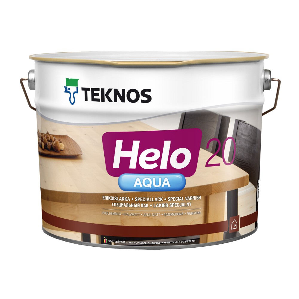 Лак для дерева Teknos Helo Aqua 20 2,7л (специальный, полуматовый)