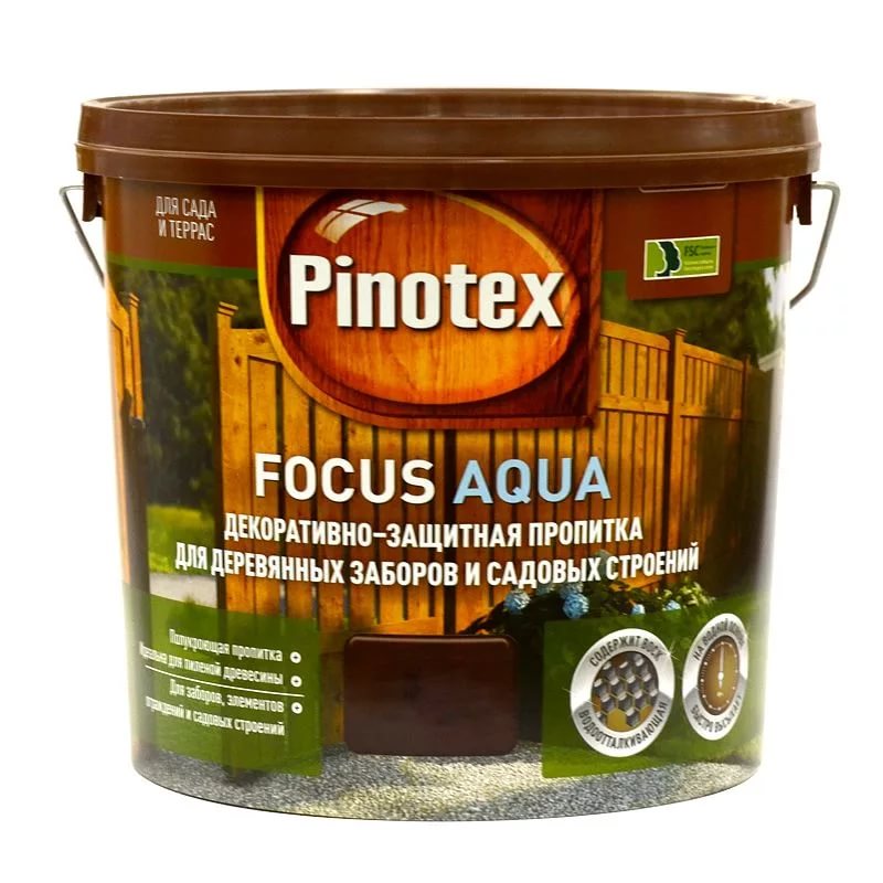 Пропитка декоративная для защиты древесины Pinotex Focus Aqua 5196352 5л (палисандр)