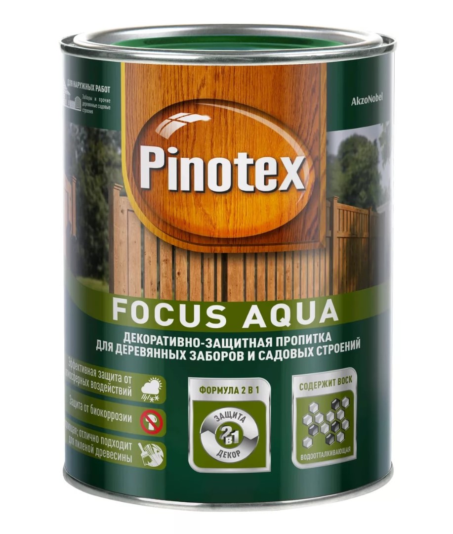 Пропитка декоративная для защиты древесины Pinotex Focus Aqua 5255609 0,75л (рябина)